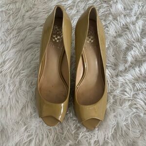 Vince Camuto Tan Peep-Toe Heels